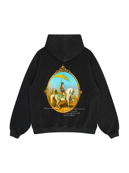 THE LION OF PUNJAB MAHARAJA RANJIT SINGH OVERSIZED FADED HOODIE